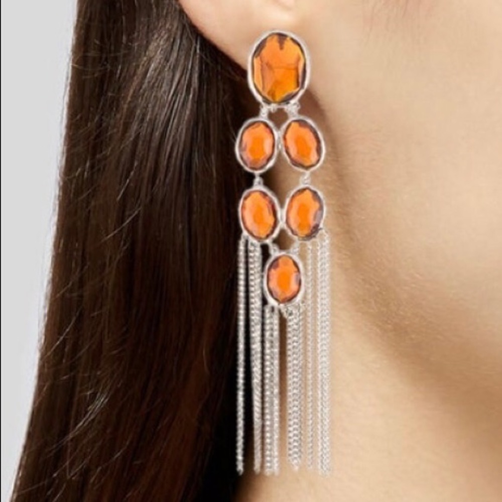 Gucci authentic earrings chandelier in sterling silver w amber color stones